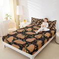 thumbnail image 4 of Homewish Cartoon Flower Capybara 4-Piece Full Size Sheets for Preppy Children Kids,Kawaii Animal Bed Sheets,Cute Wildlife Lightweight Sheet Sets,Microfiber Bedroom Decor, 4 of 7