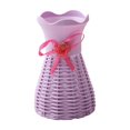 thumbnail image 2 of Purple Decorative Vase Faux Weave Design Modern Home Accent Table Centerpiece for Living Room Bedroom Floral Decor, 2 of 7