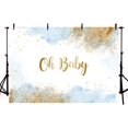 Oh Baby Backdrop for Boys Watercolor Pastel Photography Background Blue