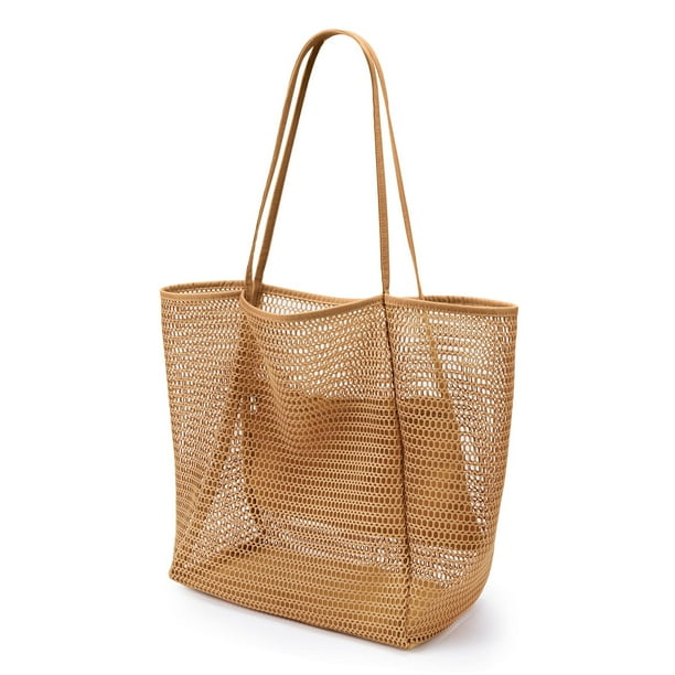 Bolso de mano de malla KALIDI para la playa plegable Caqui 35 cm x 16.5 cm x 71.5 cm