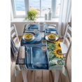 thumbnail image 3 of Blue Truck Yellow Sunflower Rectangle Tablecloth, Teal Plaid Vintage Summer Waterproof & StainResistant Tablecloth, Washable Oil-proof Table Cover for Dining/Party/Wedding/Camping/Buffet 60x102 In, 3 of 9