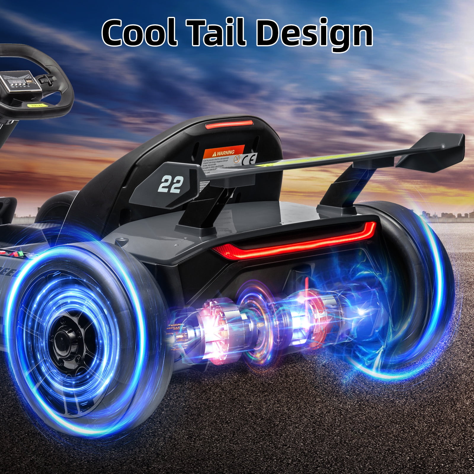 24V Kids Go Kart,300W Powerful Electric Drift Kart Car with Adjustable Seat