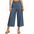 thumbnail image 3 of Khunlpohl Cotton Linen Capris Pants for Womens Wide Legs Casual Loose Pant Fashion Lightweight Capri Trousers with Pockets, 3 of 4