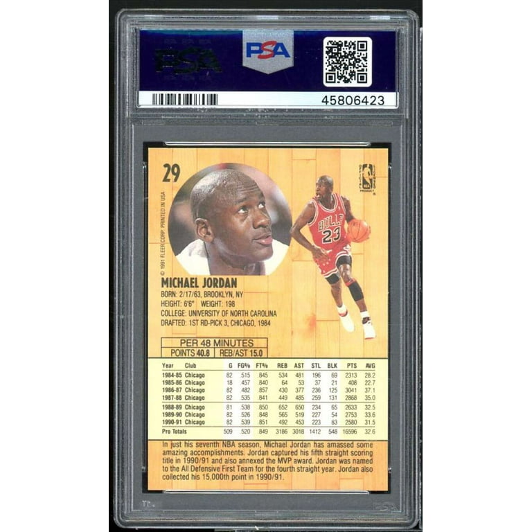 Michael Jordan Card 1991-92 Fleer #29 PSA 9 - Walmart.com
