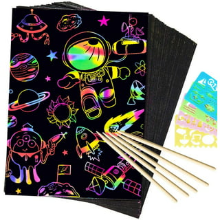 Scratch Paper Art Set, 50 Sheets Rainbow Scratch Paper Art Black