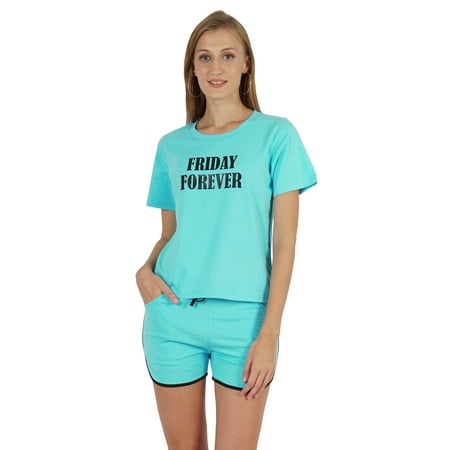 

Inkmeso Graphic Printed Friday Forever Pajamas Nightwear Set For Women s Loungewear