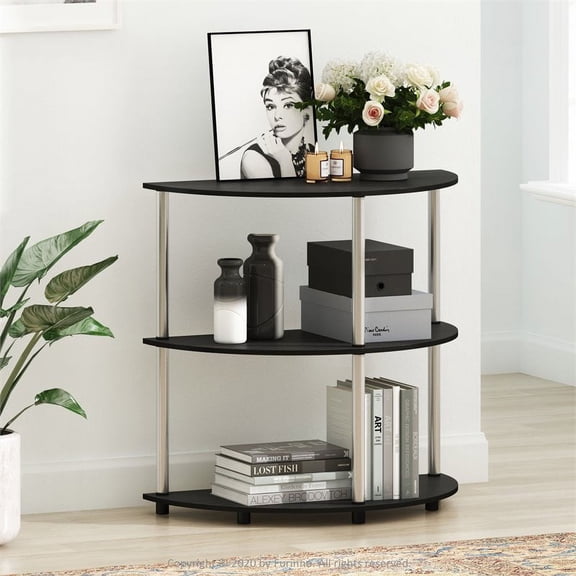 Furinno Frans Turn-N-Tube Contemporary Composite Wood Console Table with Shelves, Black Oak