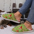 Fuzzy Slippers For Women House Warm Plush Christmas Printed Fabric Flat