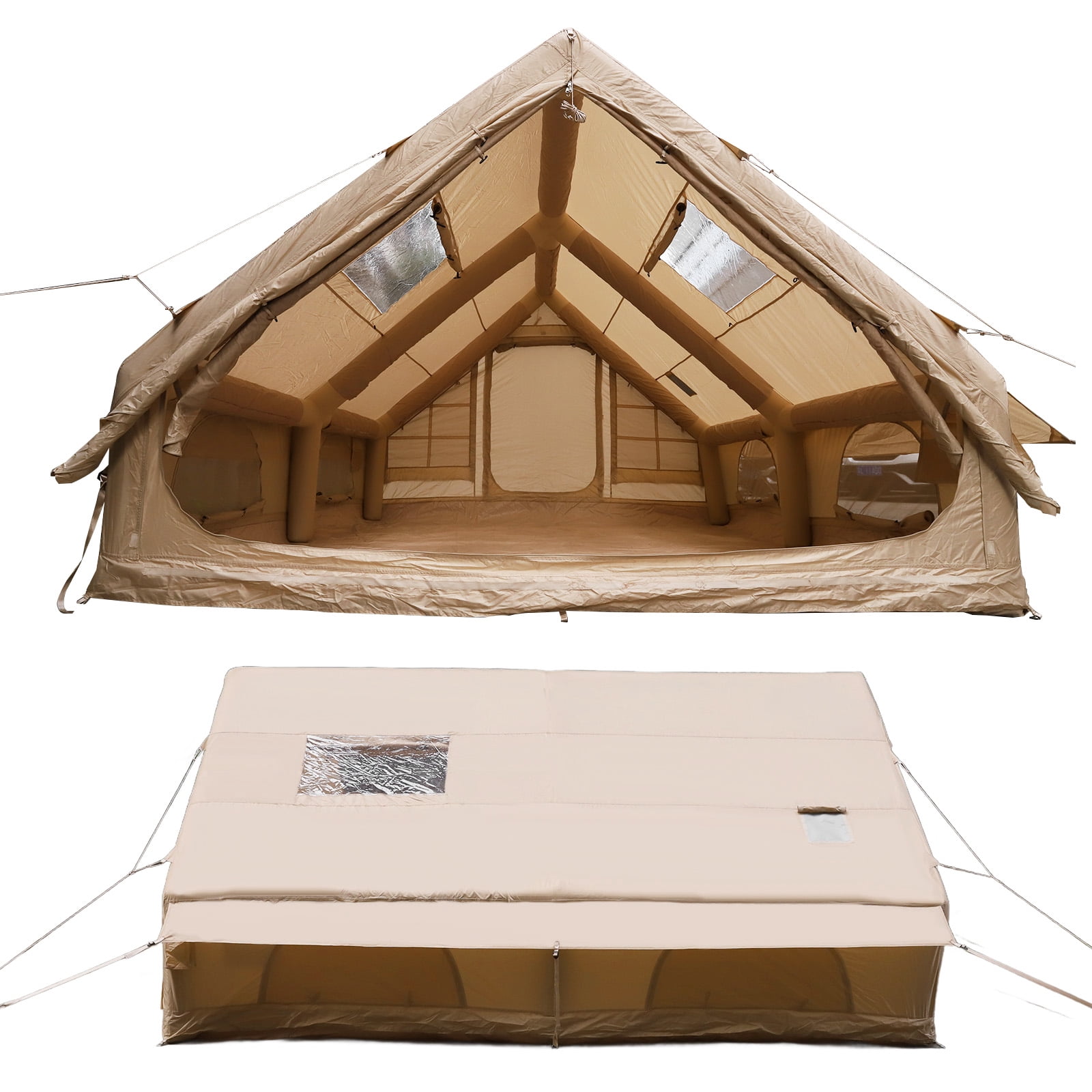 Btidfty Inflatable Camping Tents with Mesh Windows & Pump Easy Setup 420D Glamping House