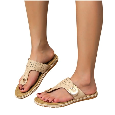 

YanHoo Clearance Women s Thong Slide Sandals - Summer Dressy Bohemian Slip On Flat Sandals Cute Low Wedge Flip Flop Summer Open Toe Sandal Shoes