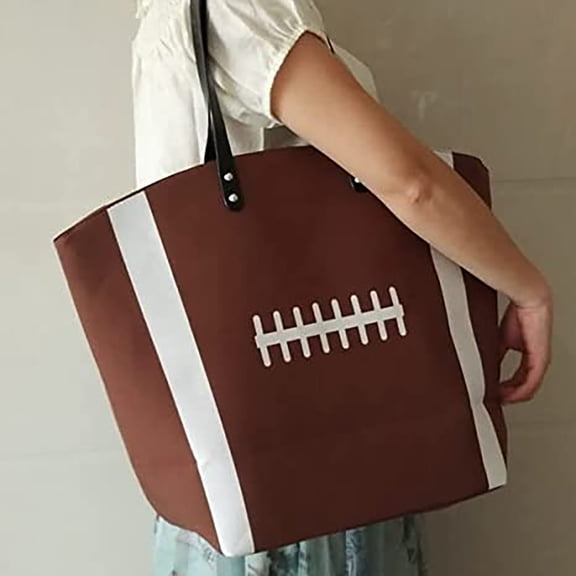 SDJMa Large Canvas Tote Bag for Women Football Printed Carrying Bag with Zipper Closure, Girl's Casual Shoulder Bag for Shopping Travel bag Reusable Grocery Bags