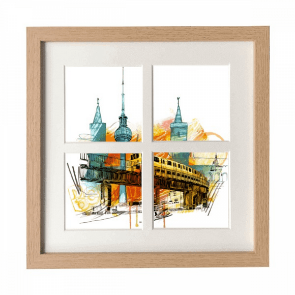 Tokyo Japan Rail Train Tower Frame Wall Tabletop Display 4 Openings Picture