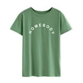 thumbnail image 4 of Xuanfei Women Homebody Letter Crew Neck Short Sleeve Pullover Solid Color T-Shirt, 4 of 7