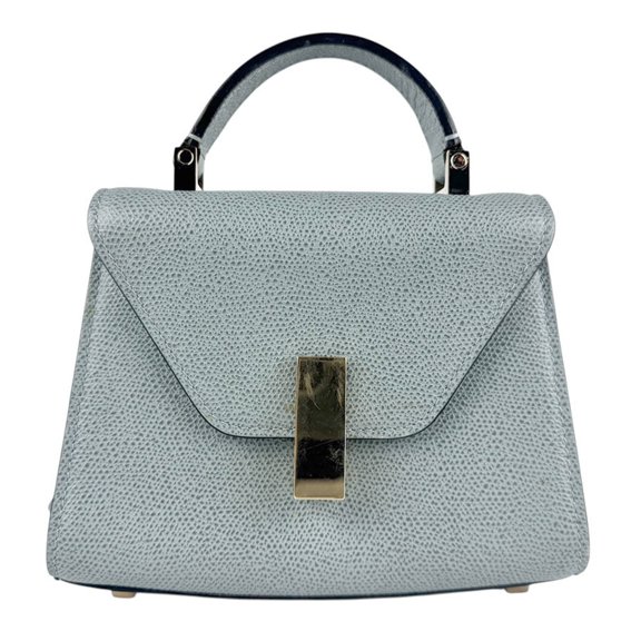 Pre-Owned Valextra Micro Iside Leather Crossbody Shoulder Bag, Gray-Blue Gold, Women's, Z8104