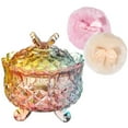 thumbnail image 2 of 3 Pcs Glass Powder Puff Container Set, Decorative Colored Glass Jar with Lid, Large Powder Puffs, Ideal for Adult Body Powder Application, 2 of 6