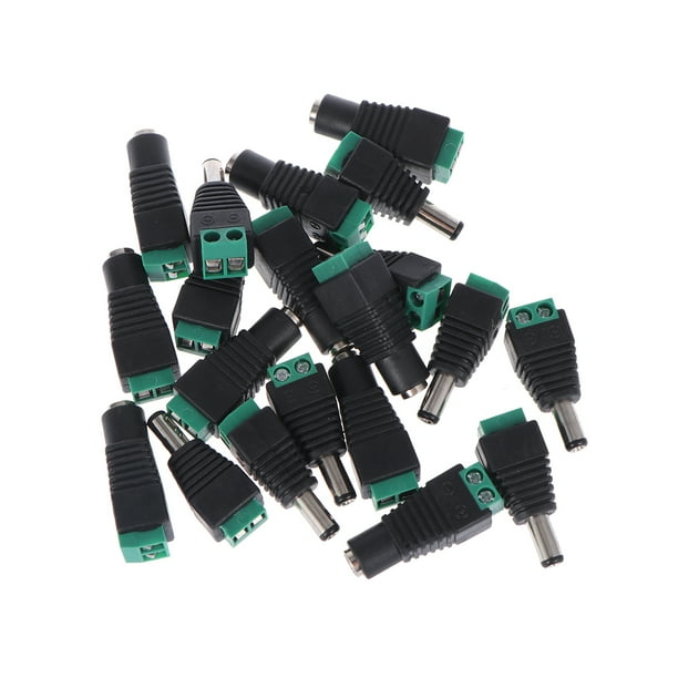 EeaseMX 10 pares de conectores adaptadores de enchufe de CC macho y hembra de 2,1 x 5,5 mm para cámaras CCTV y tiras de luces LED.