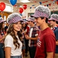 thumbnail image 4 of Darzheoy Independence Day Party Hat, Flag Print Baseball Cap with Wig, Rhinestone-Studded Sunshade Visor, Novelty Costume Headwear for 4th of July, Parade, BBQ, Outdoor, Carnival, 4 of 7