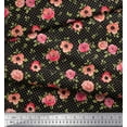 thumbnail image 3 of Soimoi Black Cotton Duck Fabric Leaves & Blooming Camellias Floral Fabric Prints By Yard 44 Inch Wide, 3 of 3