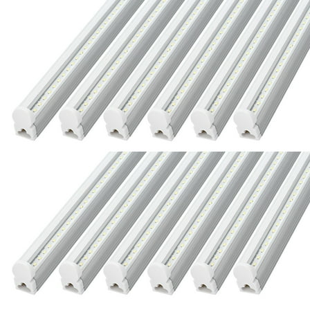 12 Pack LED T5 Integrated Single Fixture 4FT 20W LED Shop Ceiling Lights Clear