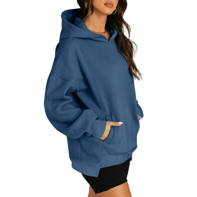 Simua Womens Hoodies Solid Color Drawstring Hooded Pullover Sweatshirt Casual Long Sleeve Tops Shirts