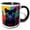 Black/White, variant on 3drose, Cute Black Panther Head, Abstract Colorful Background. Artsy Gift, 15oz Mug