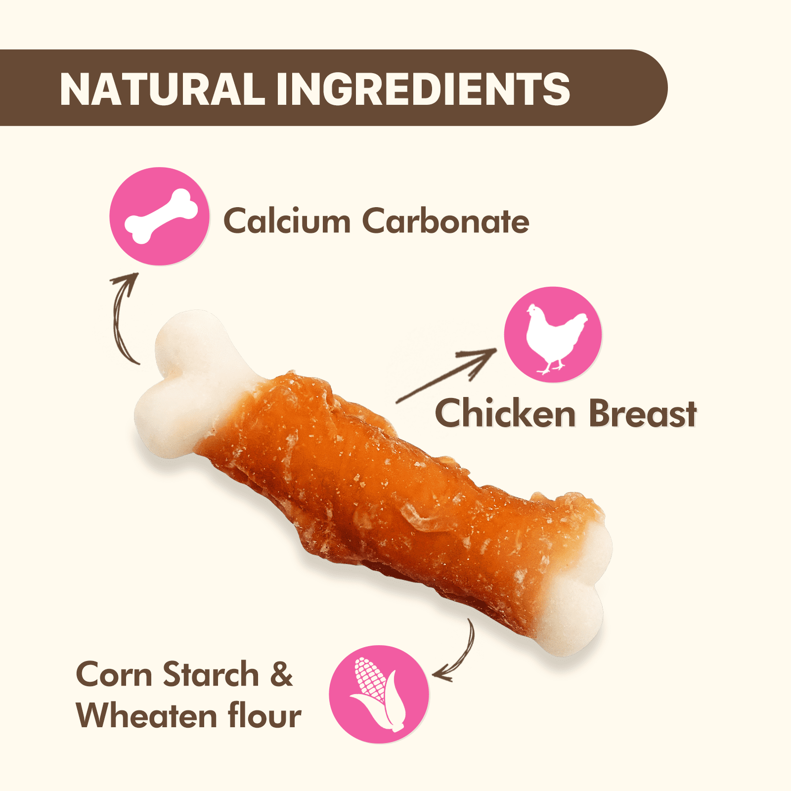 Puddonio Chicken with Calcium Bone Dog Treats, 20 oz (56ct)
