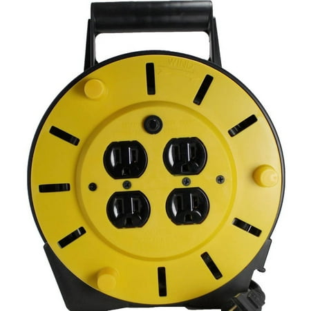 Woods 25' 16/3 SJTW Extension Cord Caddy, Yellow and Black