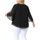 thumbnail image 3 of Blusas de verano casuales de gasa para mujer de tallas grandes Agnes Orinda, con cuello redondo y mangas 3/4, color negro, talla 2X, 3 of 6