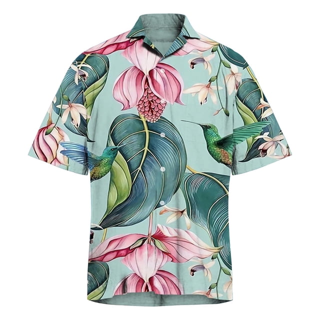 Camisa De Botones Para Hombre Camisa de manga corta con estampado digital 3d de ocio de tendencia de moda de playa de turismo de vacaciones de verano para hombres (GN2, XXL)