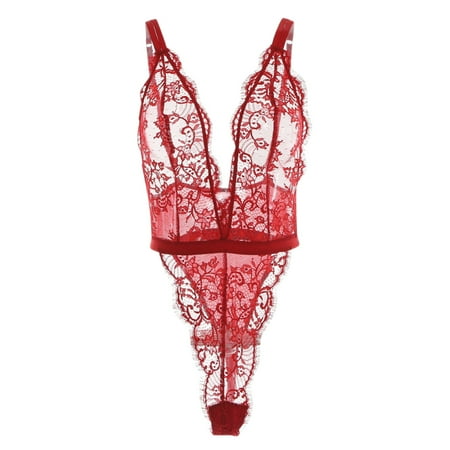 

Gubotare Lingerie For Women Women Lingerie V Neck Nightwear Satin Sleepwear Lace Chemise Mini Teddy Red S