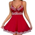 thumbnail image 2 of uublik Mesh Pajama Dress For Women Valentine's Day Night Gowns Soft Loungewear Sleepwear Wine, 2 of 6