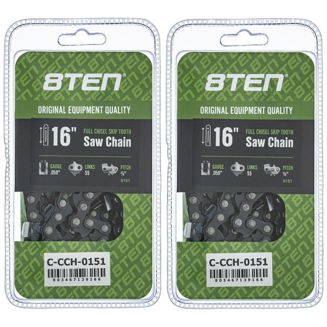 Full Chisel Skip Tooth Chainsaw Chain 16 inch .050 3/8 55DL for Stihl 2 Pack 810-CCC2373H
