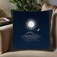thumbnail image 5 of Set of 2 18x18in Throw Pillow Covers with Nighttime Scene: Sun Mountains & Stars on Dark Blue Background Perfect for Couch Bed Car, 5 of 8