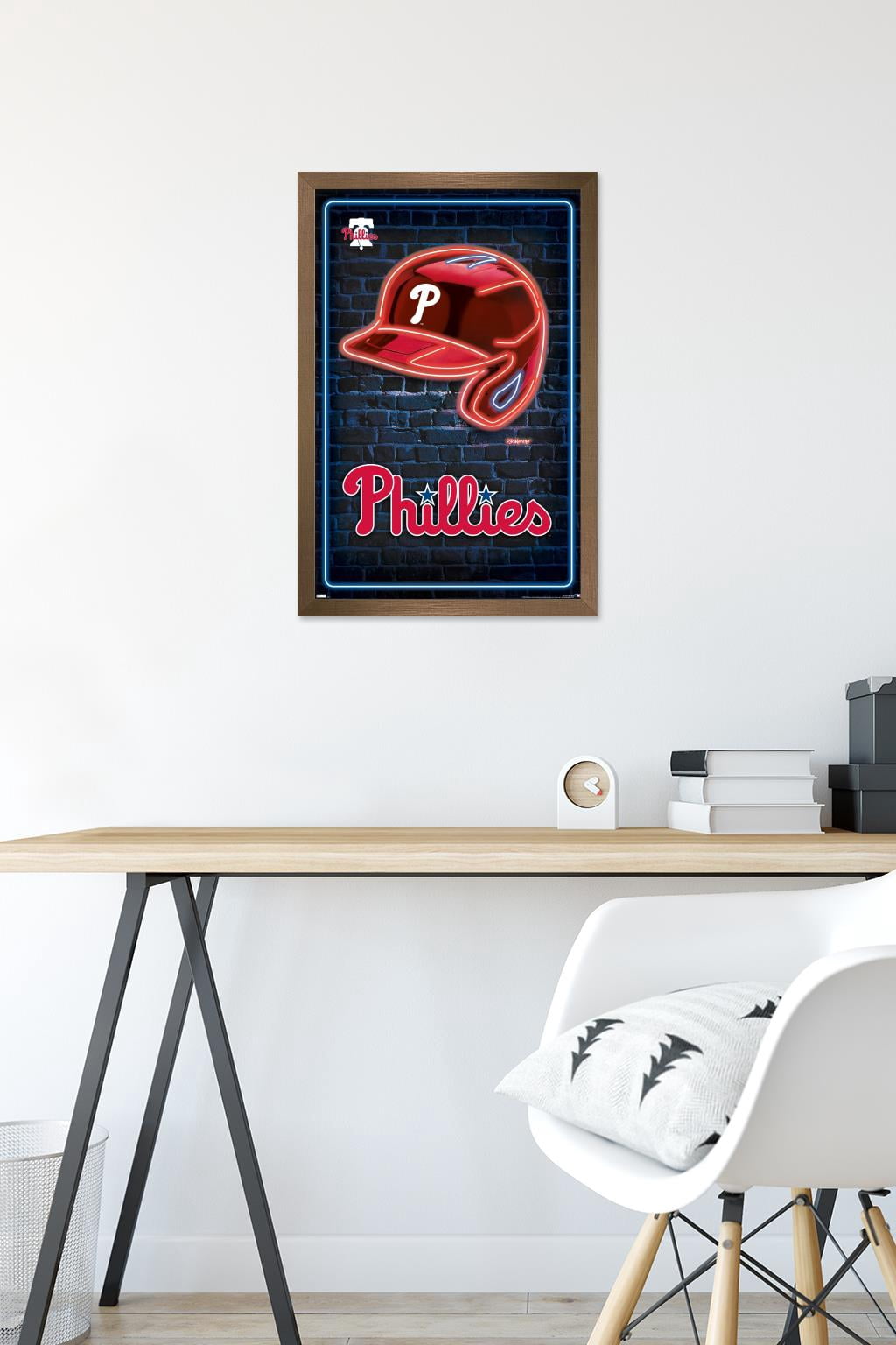 MLB Philadelphia Phillies - Neon Helmet 23 Wall Poster, 14.725" x 22.375" Framed