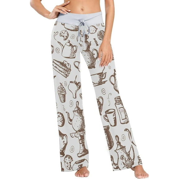 GZHJMY Women's Pajama Pants Cartoon Teapot Pattern Comfy Stretch Sleepwear Essentials womens Lightweight Lounge Terry Pajama Pant, Large