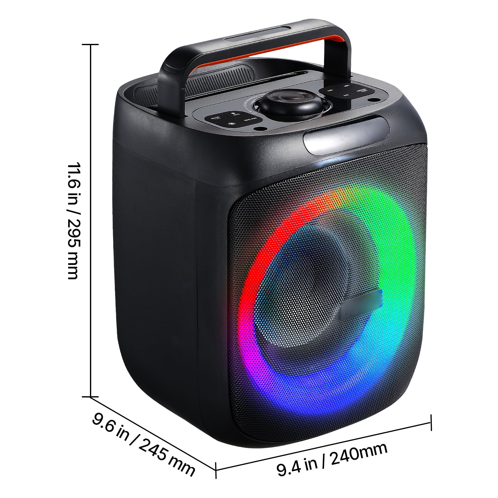 KFFKFF Portable Karaoke Machine for Adults, 30W Speaker with 6.5-inch Bluetooth Connectivity, Includes 2 Wireless Microphones, LED Lighting, TWS Capability, Handle, Supports Micro TF Card, USB