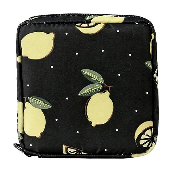 Cute Printed Cosmetic Bag Large Capacity Portable Sanitary Napkin Storage Pouch For Women Travel Organizer