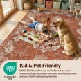 thumbnail image 4 of Design&I 9'x12' Washable Area Rug Snag-Free Vintage Throw Traditional Damask Distressed Vine Border Hippie Flowing Dynamic for Dining Room, Basement, Large Office, 4 of 7