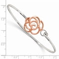 thumbnail image 2 of Sterling Silver Rose-tone Polished Flower Bangle, 2 of 2