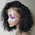 thumbnail image 5 of YMUQEIGH Clearance Brazilian, Human Hair Curly Short Bob Water Black Lace Front Wig, 5 of 7