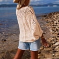 thumbnail image 5 of Openwork V Neck Cotton Blend Kimono Top Lightweight Airy Cover Up For Travel Or Music Festivals, 5 of 8