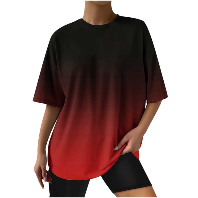 Blusa de manga corta con estampado de cuello redondo informal para mujer a la moda, Tops de verano OAVQHLG3B Store lin121212