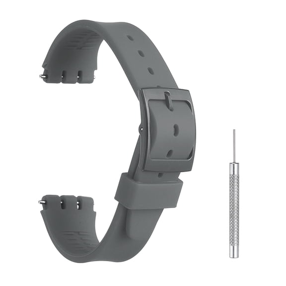 Uxcell Silicone Watch Band 17mm Width Quick Release Soft Watch Straps Replacement with Plastic Buckle and Stainless Steel Spring Bar for Men Women, Grey