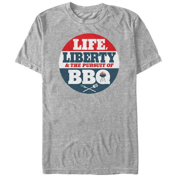 Men's Lost Gods Life, Liberty and Pursuit of BBQ  Graphic Tee Athletic Heather X Large