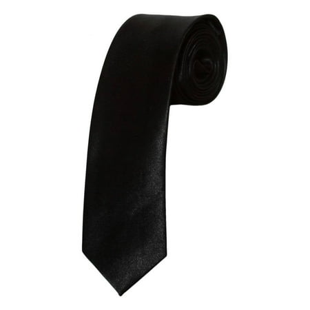 GT Mens Solid Skinny Costume Black Necktie Tie