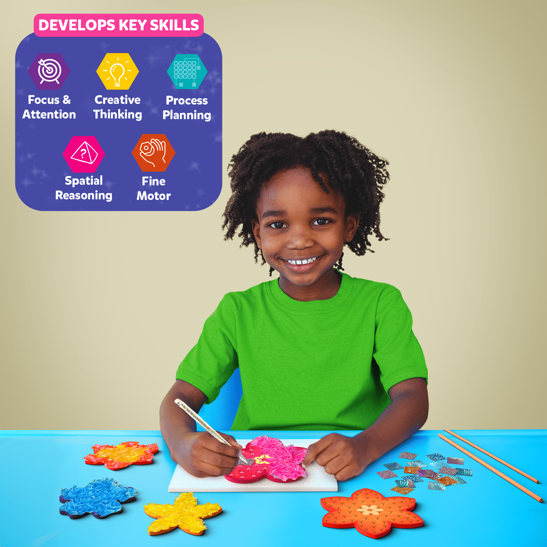 Skillmatics Poke in Art, Flower Bouquet, Creative Activity Sets for Kids, Mess-Free, DIY Craft Kit, Ages 4 to 9