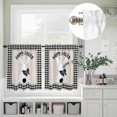 thumbnail image 2 of Easter Rabbit Silhouette Curtain Tier and Valance Set 3 Piece, Retro Linen Black White Buffalo Plaid 3-inch Rod Pocket Window Tier Curtains Valance for Kitchen Living Room, 2 of 9