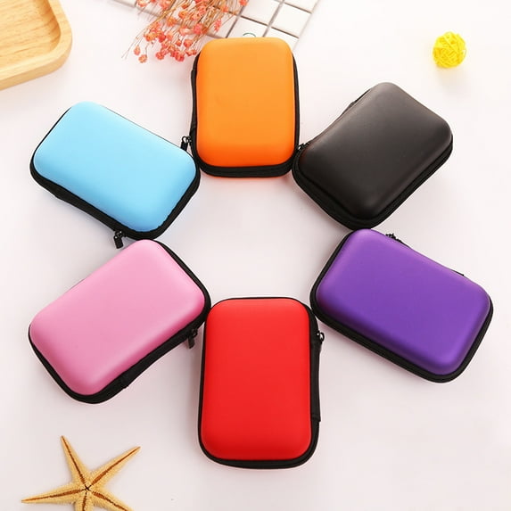 Hard Earphone Case Eva Leather Headphone Storage Bag Protective Usb Cable Organizer Portable Earbuds Pouch Box
