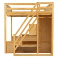thumbnail image 6 of Harper & Bright Designs Queen Size Wooden Loft Bed with Staircase and Wardrobe, High Bunk Bed with Under-Bed Space and Convenient Storage Open Shelves for Boys Girls Bedroom, Natural, 6 of 15