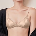 thumbnail image 6 of Stretchy Thin No Underwire Bra With Pads Soft Silk French Underwear, XL, Pink, 6 of 8